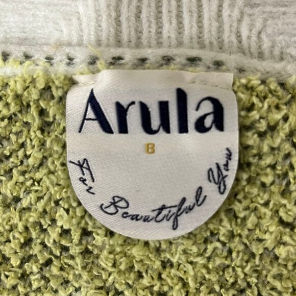 Arula Yellow Lemon Distressed V-Neck Sweater size 2X - Picture 5 of 6